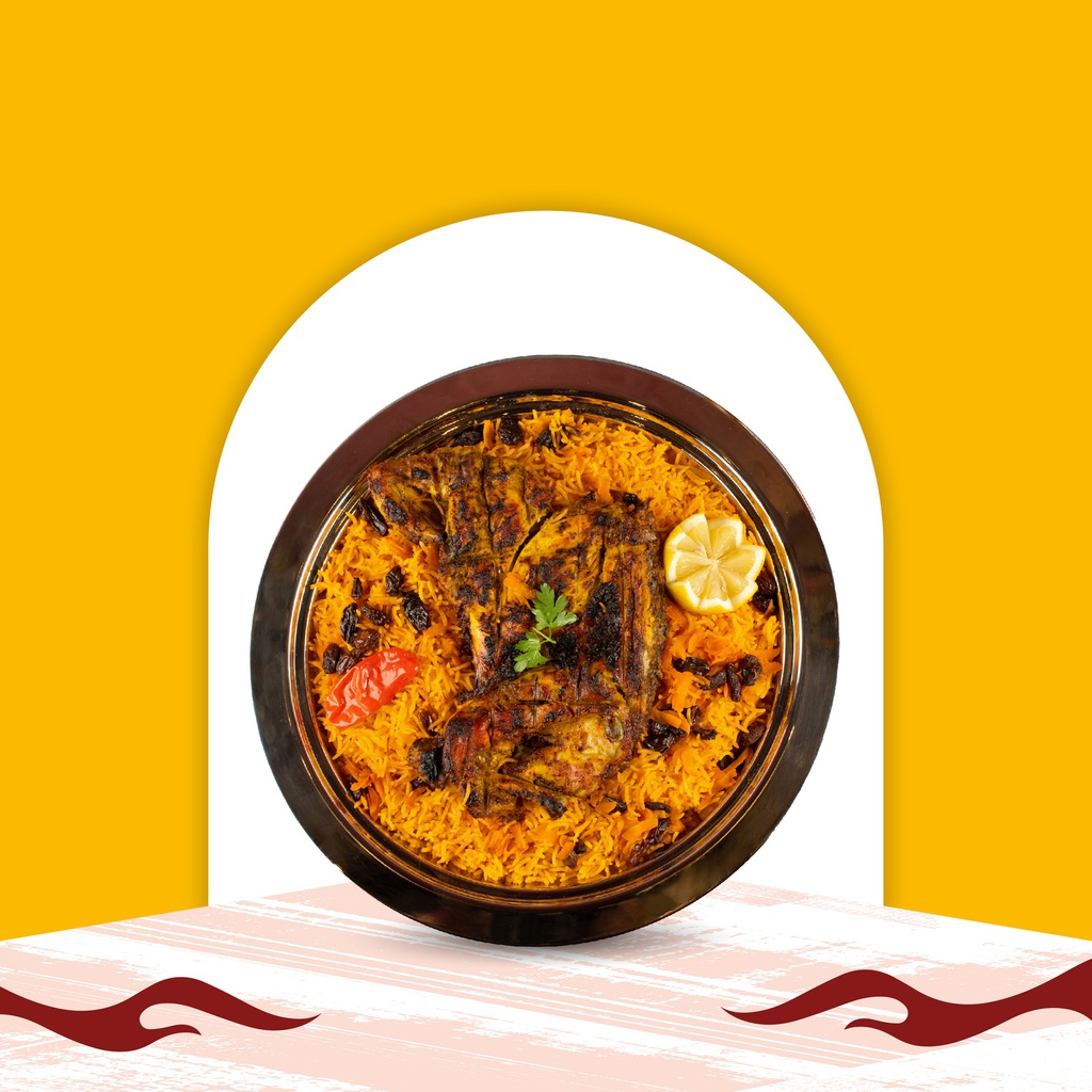 Half Charcoal-Grilled Chicken with Bukhari Rice