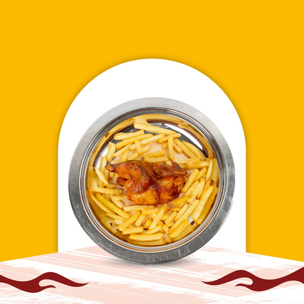 Half Grilled Chicken with Potatoes