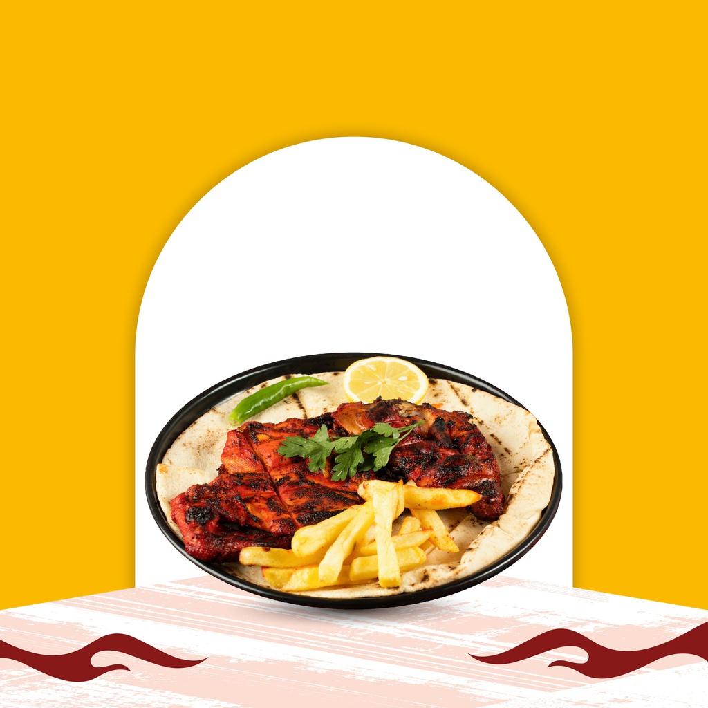 Half Charcoal-Grilled Chicken with Potatoes